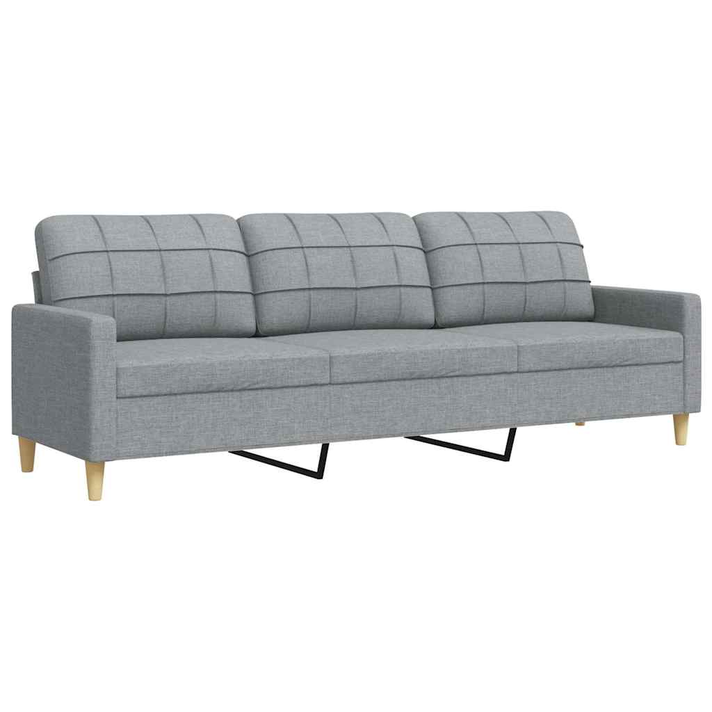 vidaXL Sofa 3-osobowa, jasnoszara, 210 cm, tapicerowana tkaniną