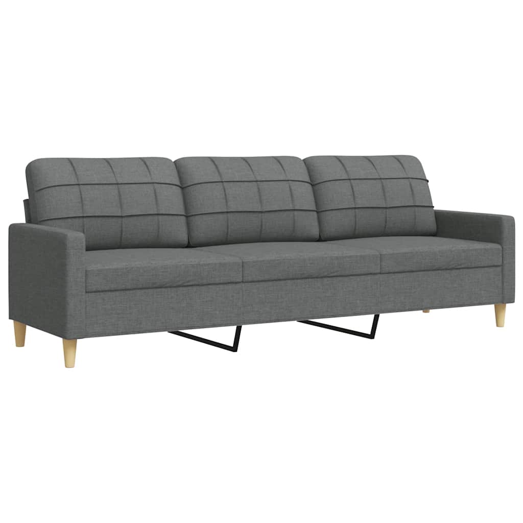 vidaXL Sofa 3-osobowa, ciemnoszara, 210 cm, tapicerowana tkaniną