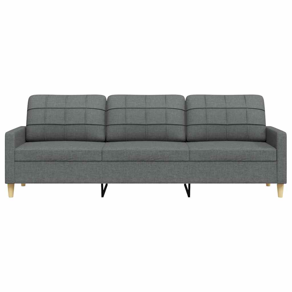 vidaXL Sofa 3-osobowa, ciemnoszara, 210 cm, tapicerowana tkaniną