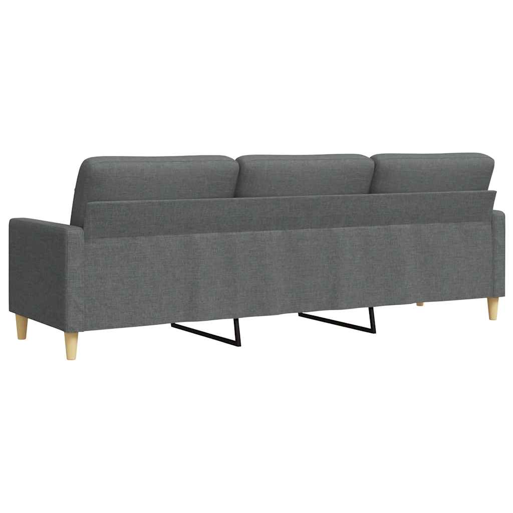 vidaXL Sofa 3-osobowa, ciemnoszara, 210 cm, tapicerowana tkaniną
