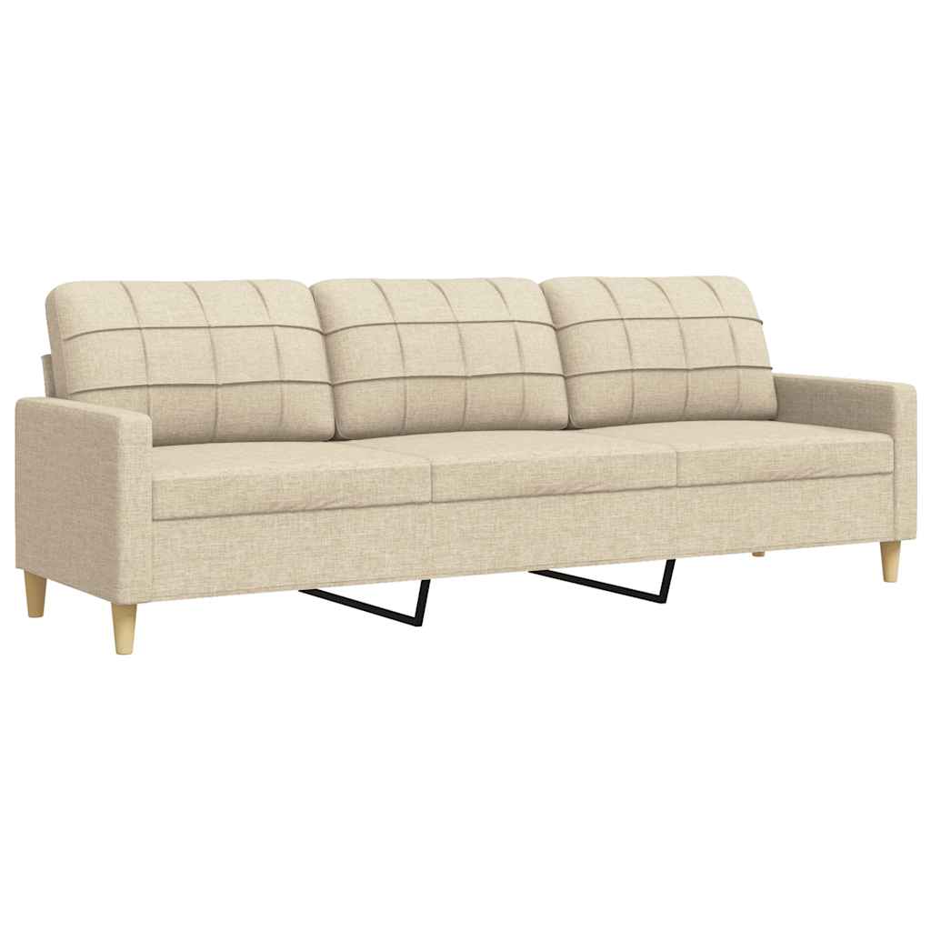 vidaXL 3-osobowa sofa, kremowa, 210 cm, tapicerowana tkaniną