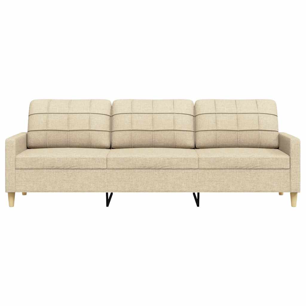 vidaXL 3-osobowa sofa, kremowa, 210 cm, tapicerowana tkaniną
