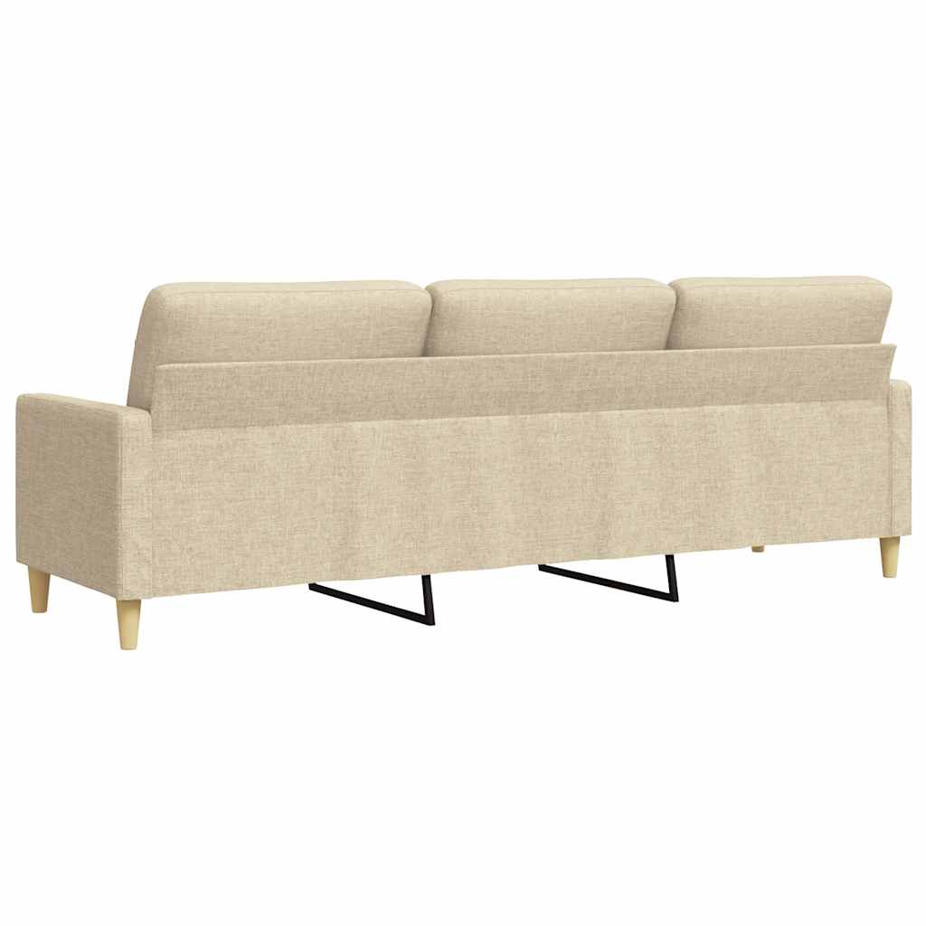 vidaXL 3-osobowa sofa, kremowa, 210 cm, tapicerowana tkaniną