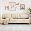 vidaXL 3-osobowa sofa, kremowa, 210 cm, tapicerowana tkaniną