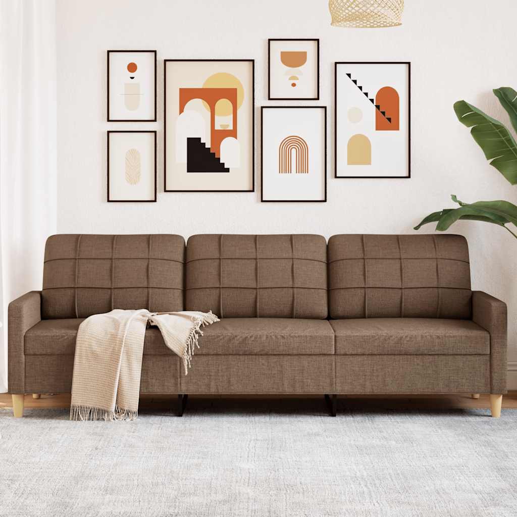 vidaXL Sofa 3-osobowa, brązowa, 210 cm, tapicerowana tkaniną