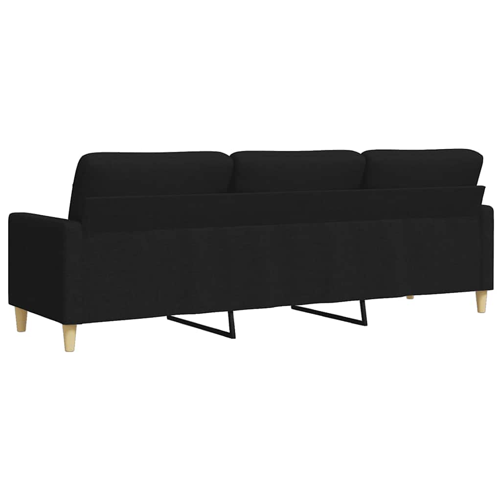 vidaXL Sofa 3-osobowa, czarna, 210 cm, tapicerowana tkaniną