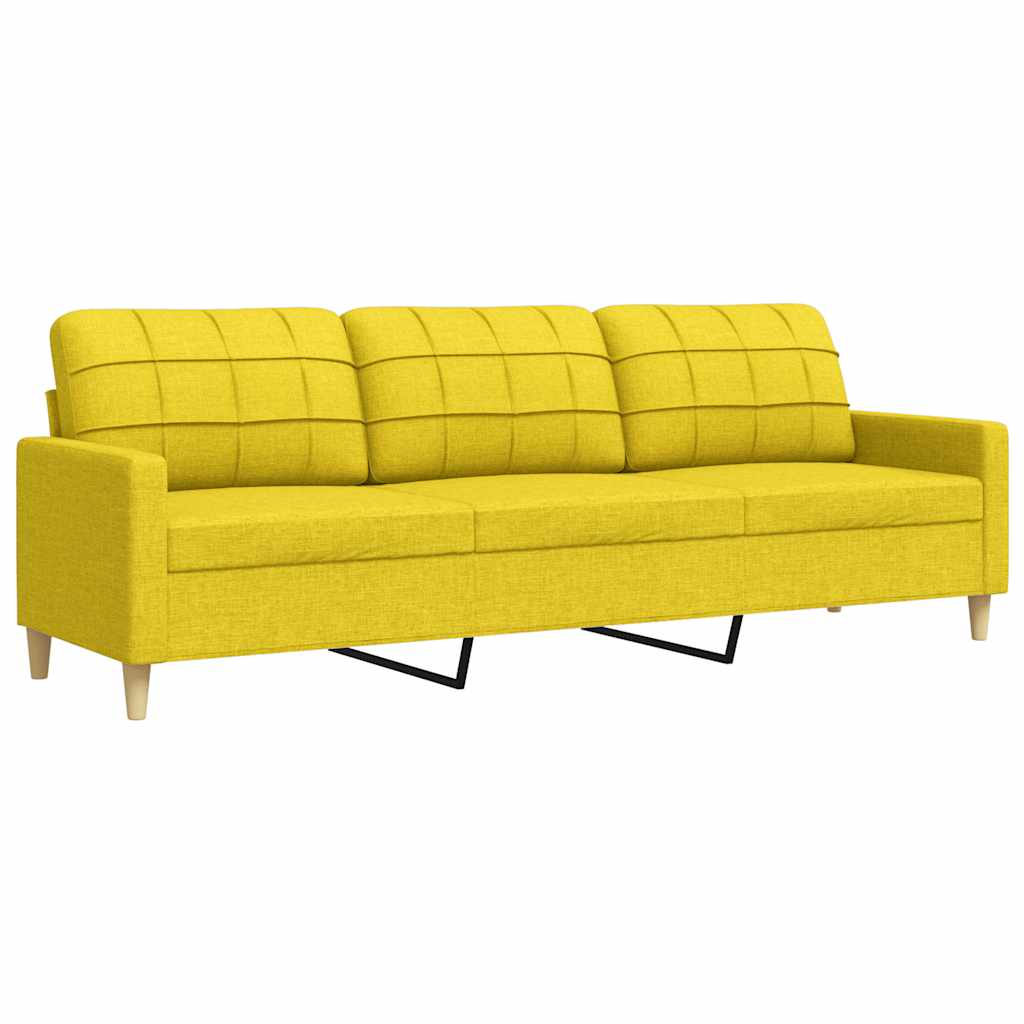 vidaXL Sofa 3-osobowa, jasnożółta, 210 cm, tapicerowana tkaniną