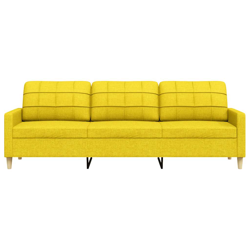 vidaXL Sofa 3-osobowa, jasnożółta, 210 cm, tapicerowana tkaniną