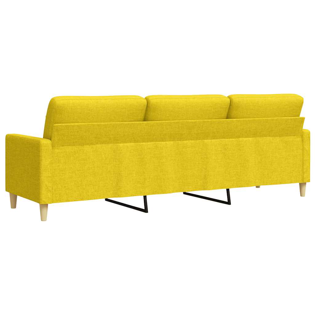 vidaXL Sofa 3-osobowa, jasnożółta, 210 cm, tapicerowana tkaniną