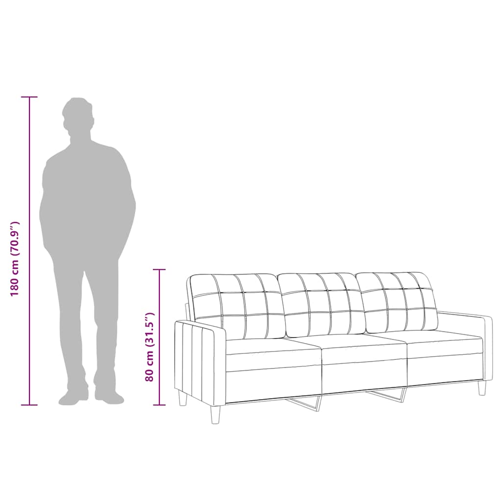vidaXL Sofa 3-osobowa, jasnożółta, 210 cm, tapicerowana tkaniną