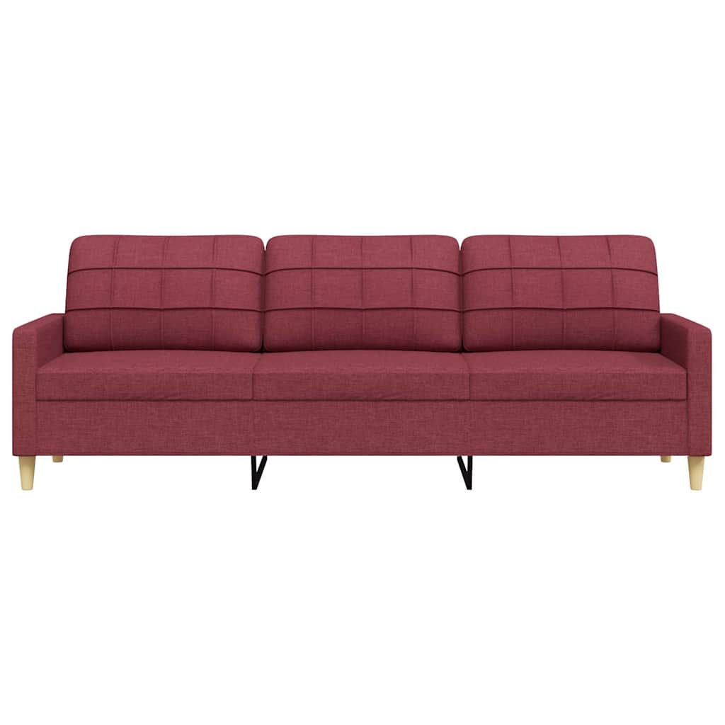 vidaXL Sofa 3-osobowa, winna czerwień, 210 cm,tapicerowana tkaniną