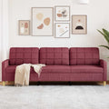 vidaXL Sofa 3-osobowa, winna czerwień, 210 cm,tapicerowana tkaniną