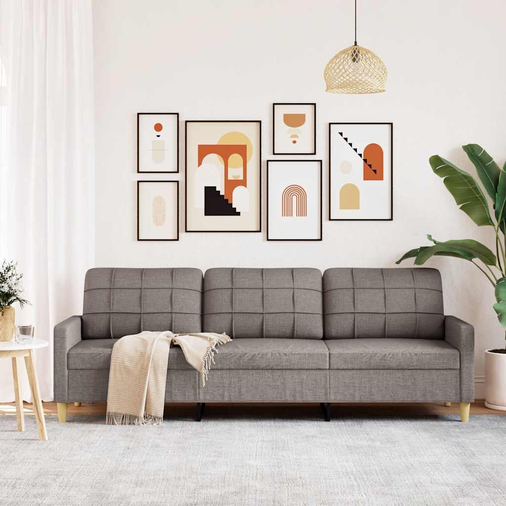 vidaXL Sofa 3-osobowa, kolor taupe, 210 cm, tapicerowana tkaniną