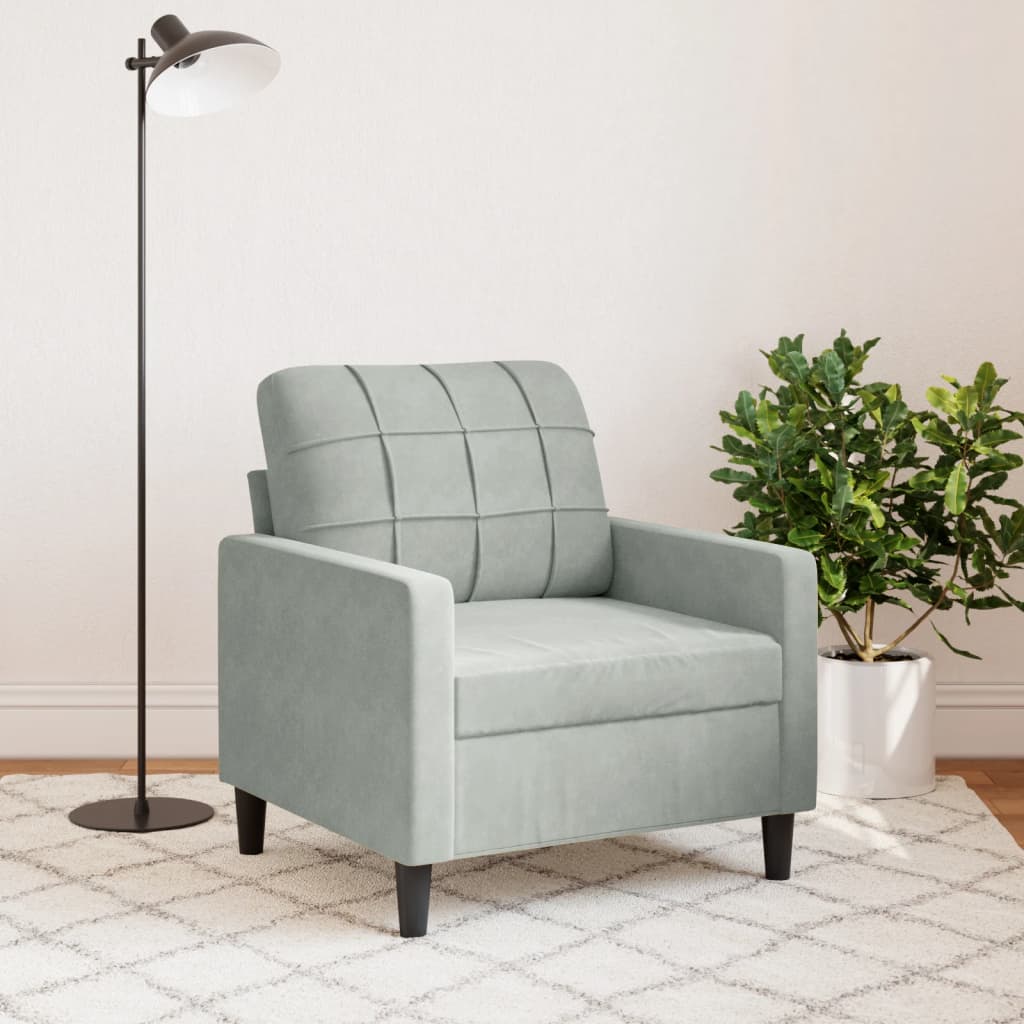 vidaXL Fotel, jasnoszary, 60 cm, obity aksamitem