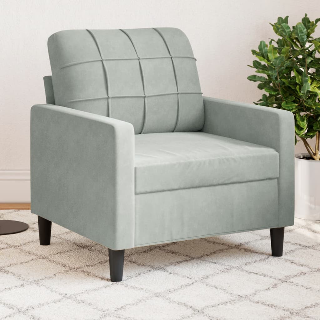 vidaXL Fotel, jasnoszary, 60 cm, obity aksamitem