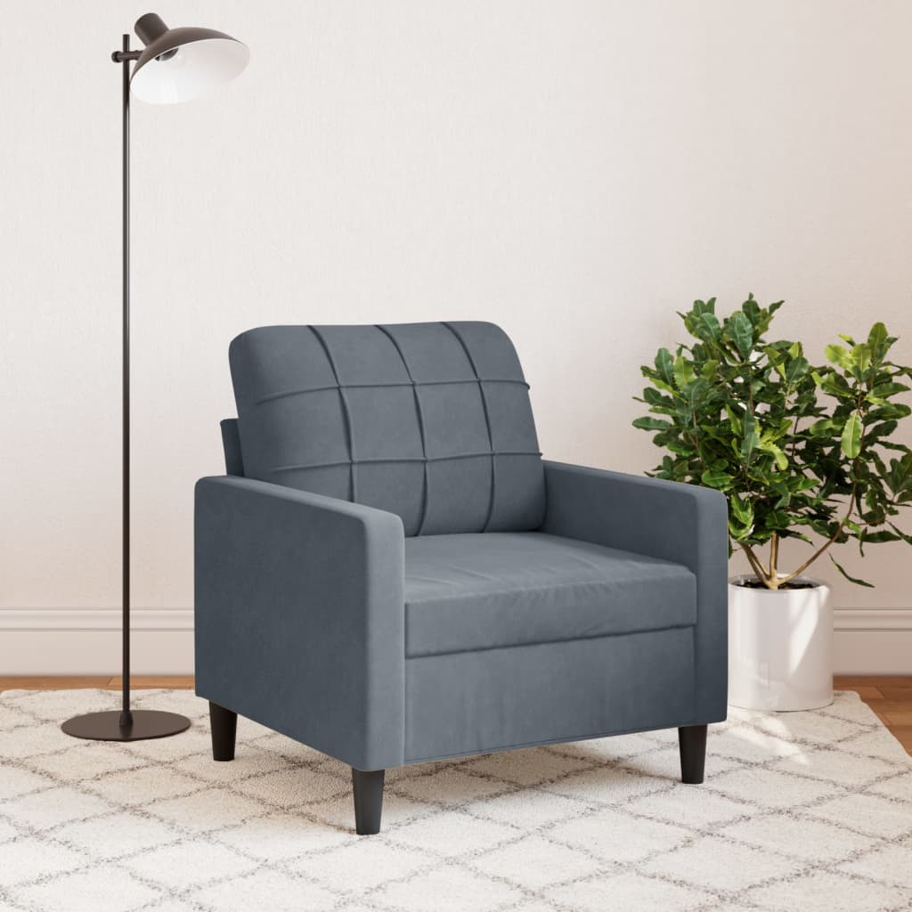 vidaXL Fotel, ciemnoszary, 60 cm, obity aksamitem