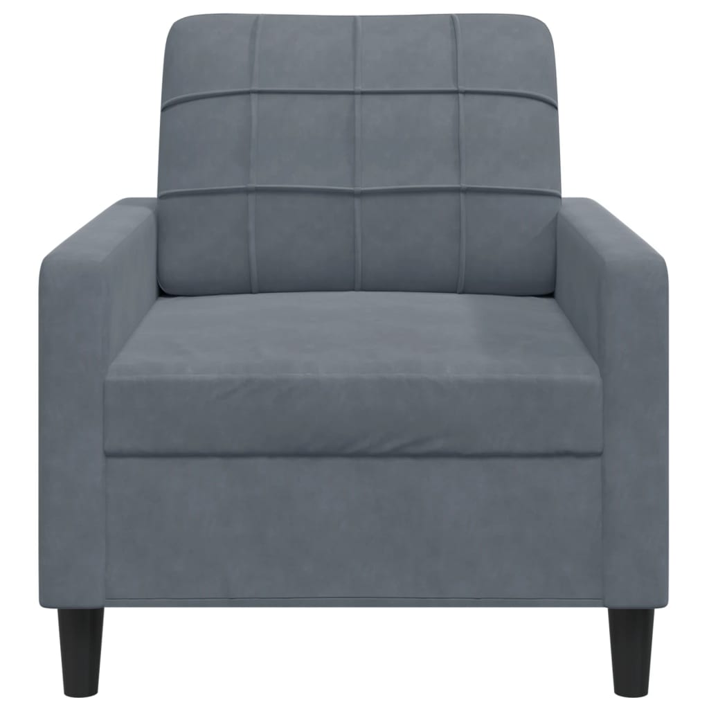 vidaXL Fotel, ciemnoszary, 60 cm, obity aksamitem