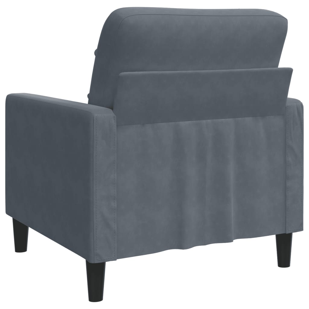 vidaXL Fotel, ciemnoszary, 60 cm, obity aksamitem