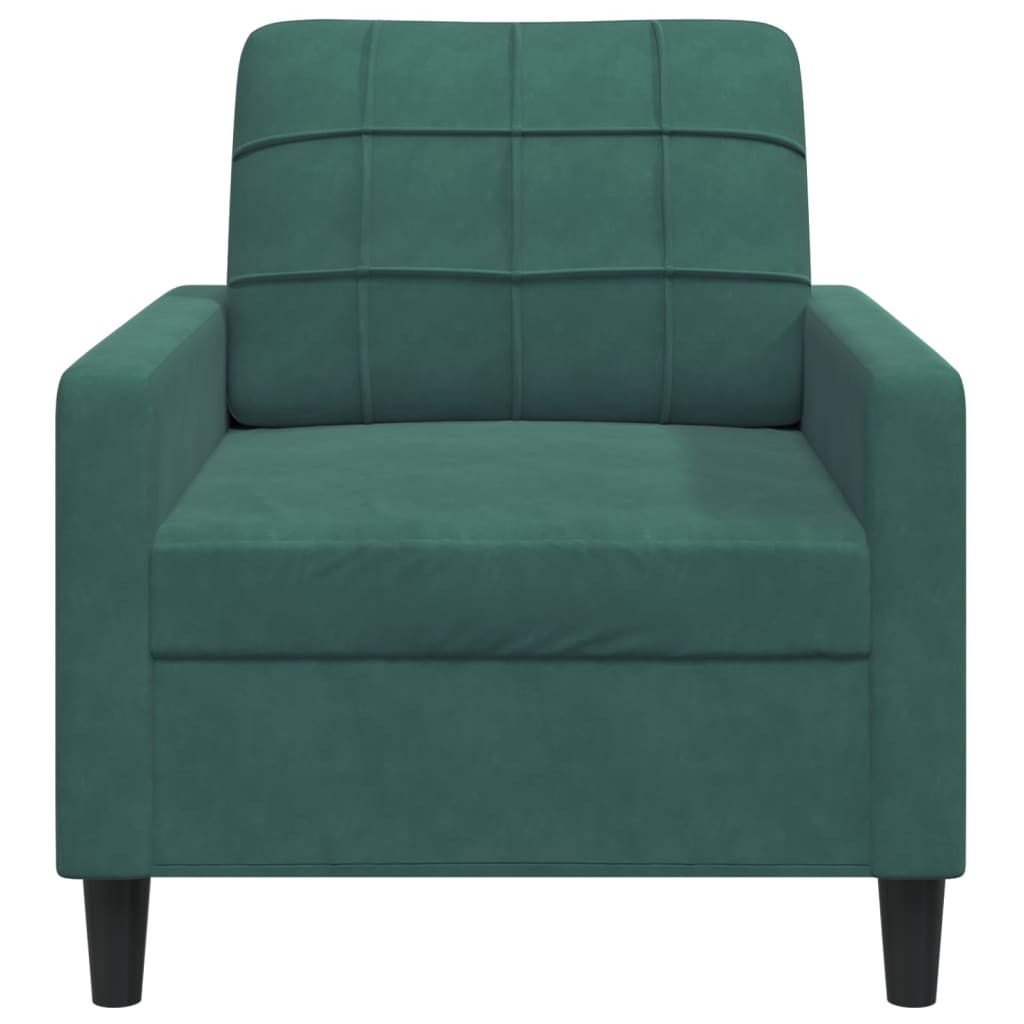 vidaXL Fotel, ciemnozielony, 60 cm, obity aksamitem