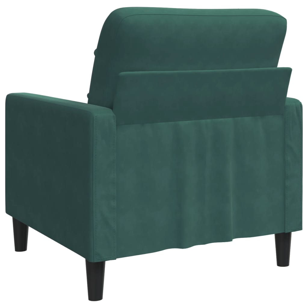 vidaXL Fotel, ciemnozielony, 60 cm, obity aksamitem