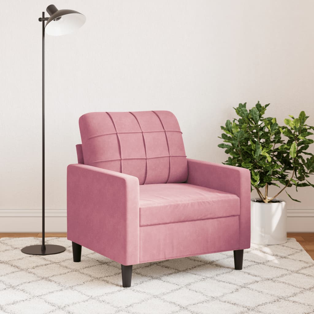 vidaXL Fotel, różowy, 60 cm, obity aksamitem