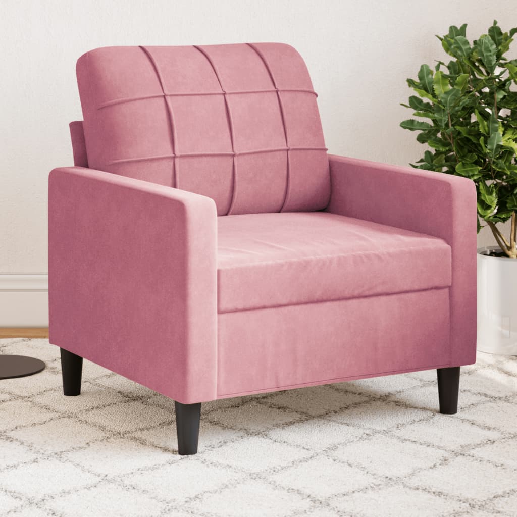 vidaXL Fotel, różowy, 60 cm, obity aksamitem