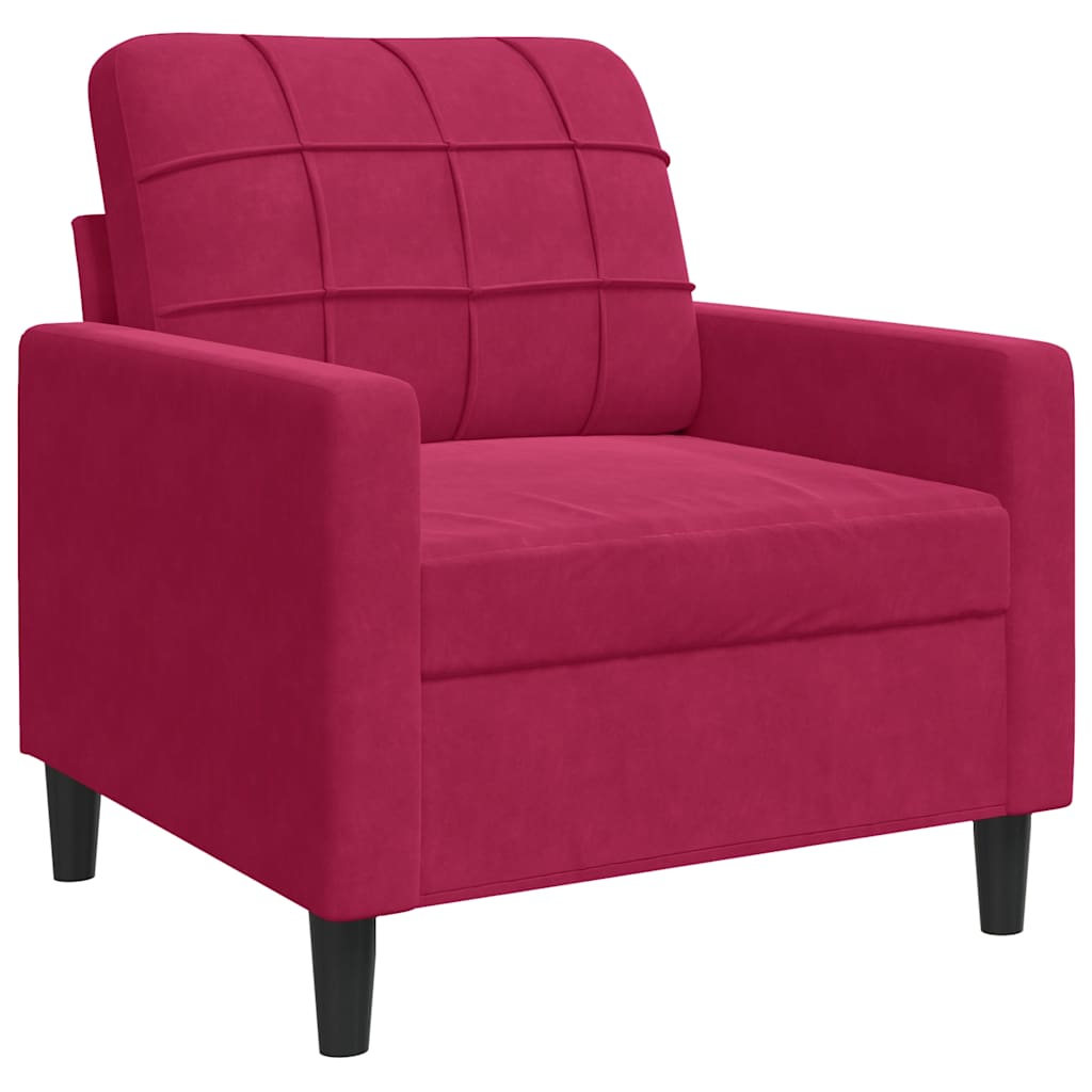 vidaXL Fotel, winna czerwień, 60 cm, obity aksamitem
