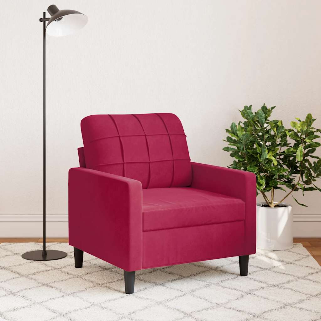 vidaXL Fotel, winna czerwień, 60 cm, obity aksamitem