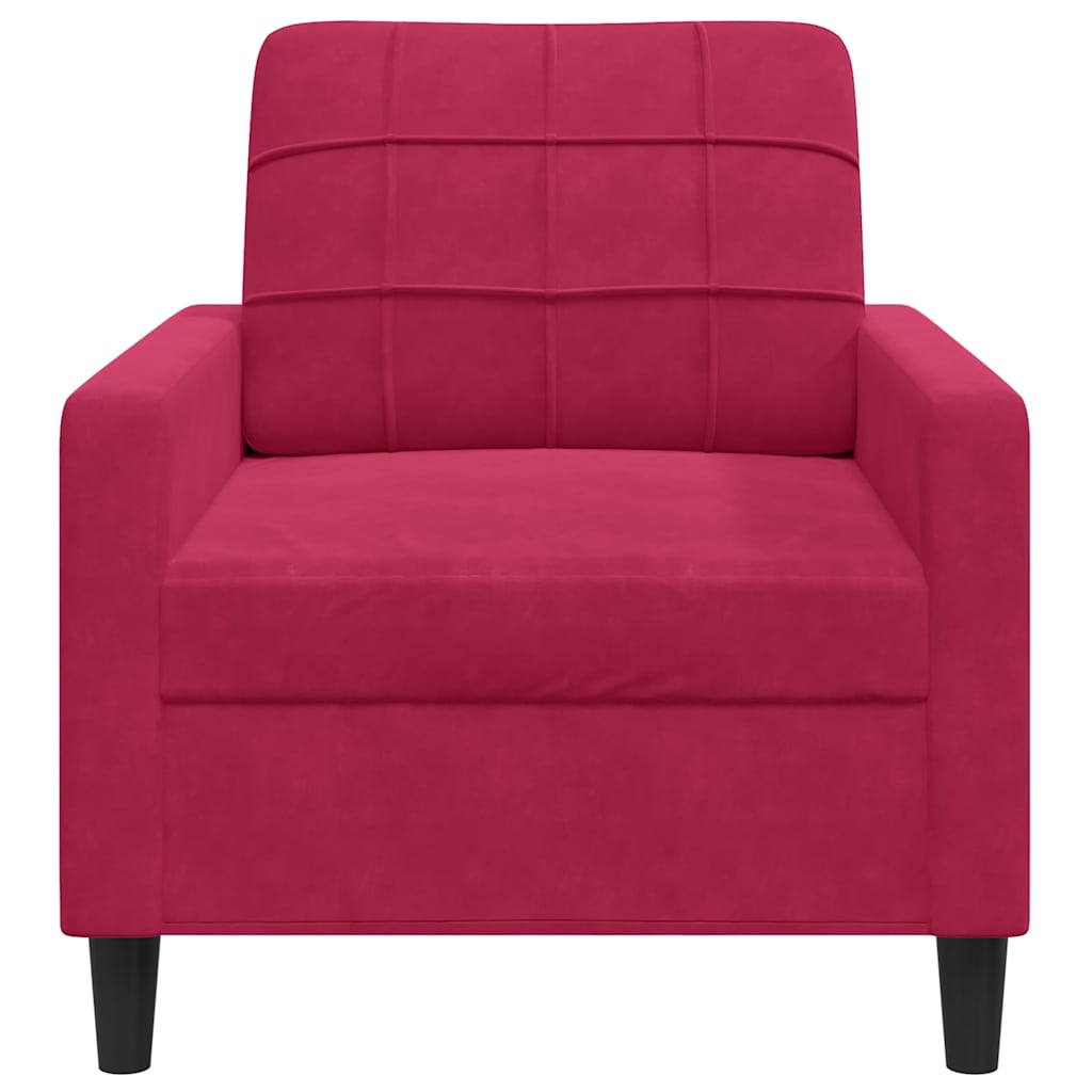 vidaXL Fotel, winna czerwień, 60 cm, obity aksamitem