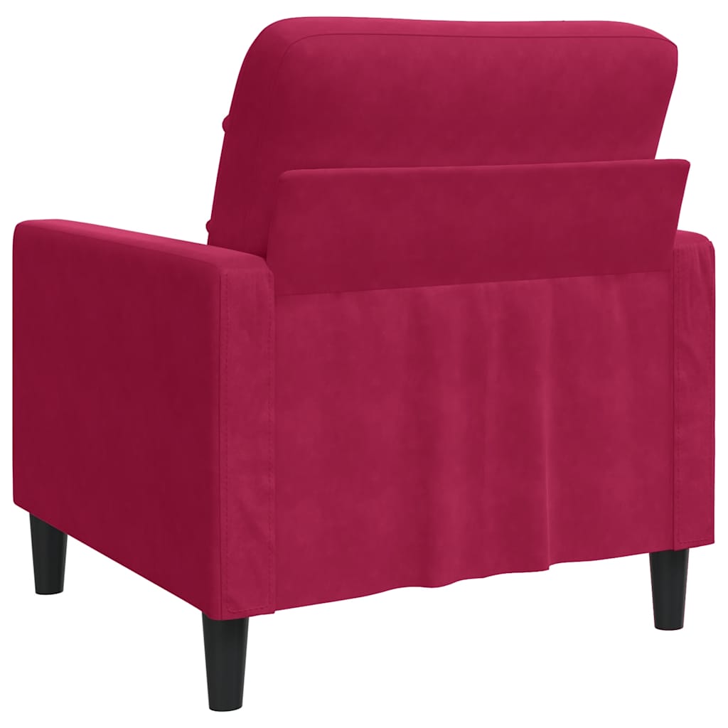 vidaXL Fotel, winna czerwień, 60 cm, obity aksamitem