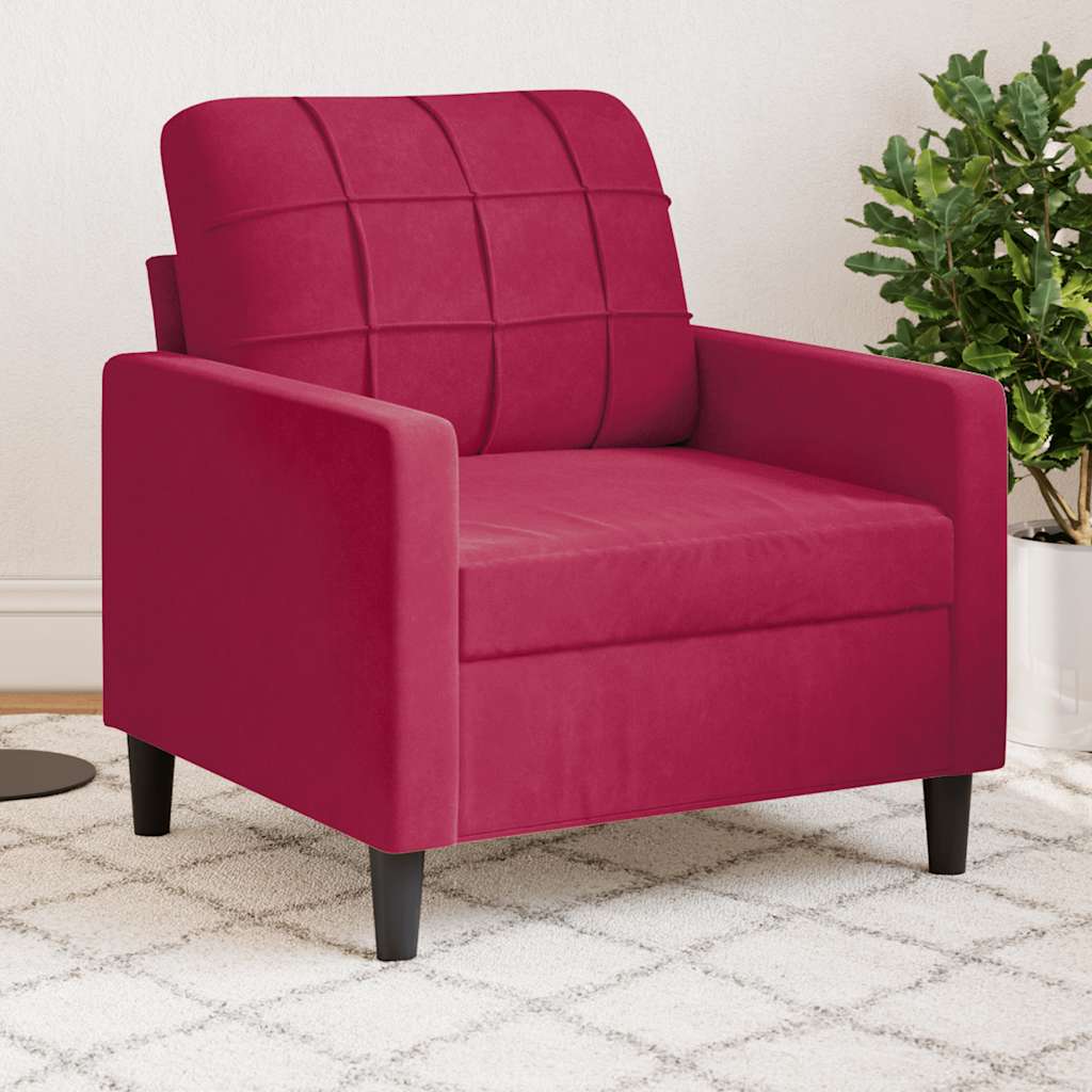 vidaXL Fotel, winna czerwień, 60 cm, obity aksamitem