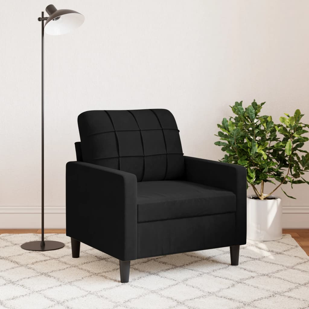 vidaXL Fotel, czarny, 60 cm, obity aksamitem