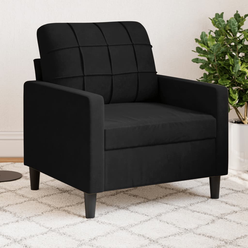 vidaXL Fotel, czarny, 60 cm, obity aksamitem