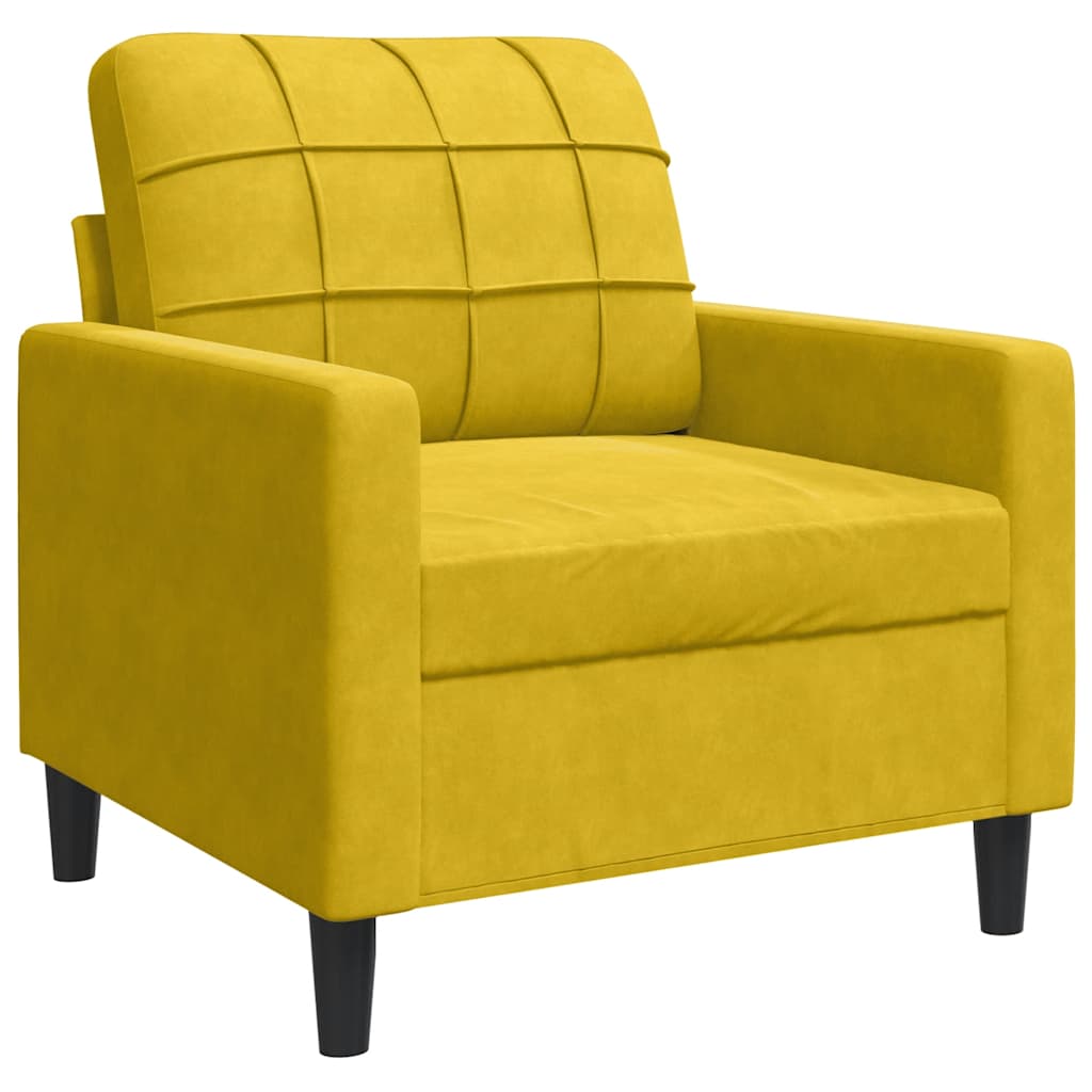 vidaXL Fotel, żółty, 60 cm, obity aksamitem