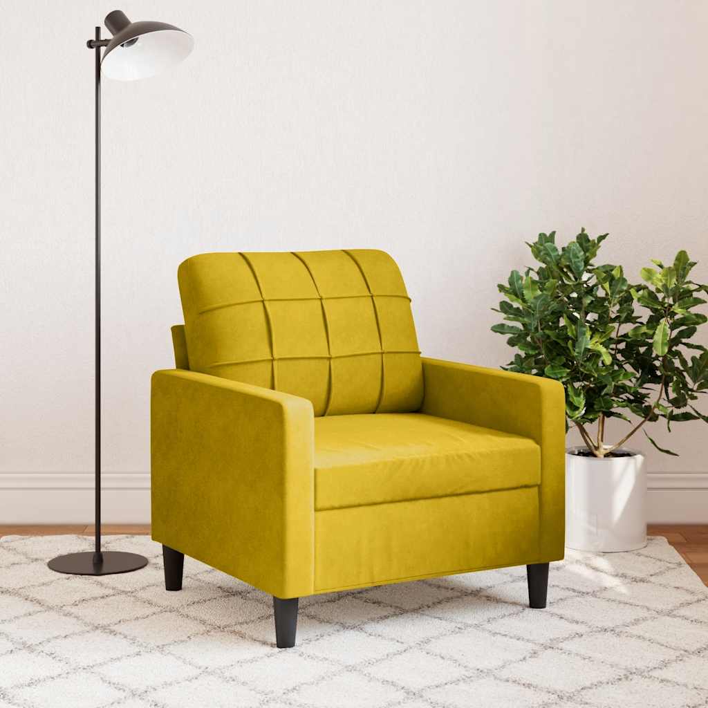 vidaXL Fotel, żółty, 60 cm, obity aksamitem