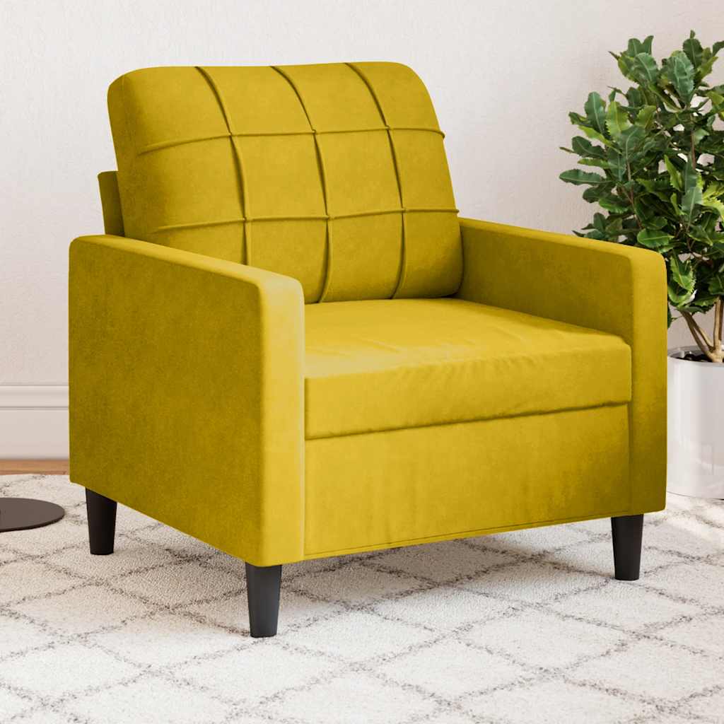 vidaXL Fotel, żółty, 60 cm, obity aksamitem