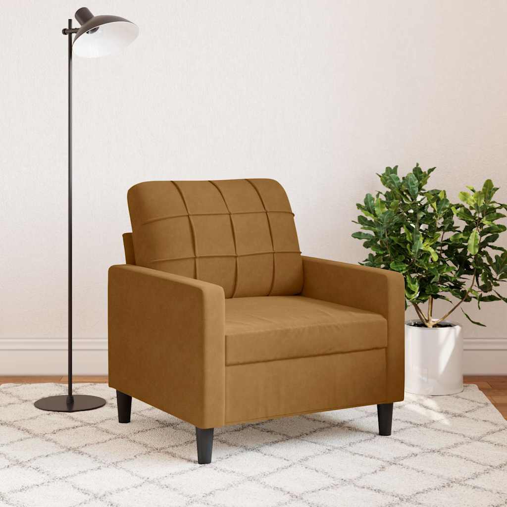 vidaXL Fotel, brązowy, 60 cm, obity aksamitem