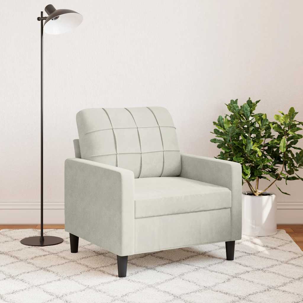 vidaXL Fotel, kremowy, 60 cm, obity aksamitem