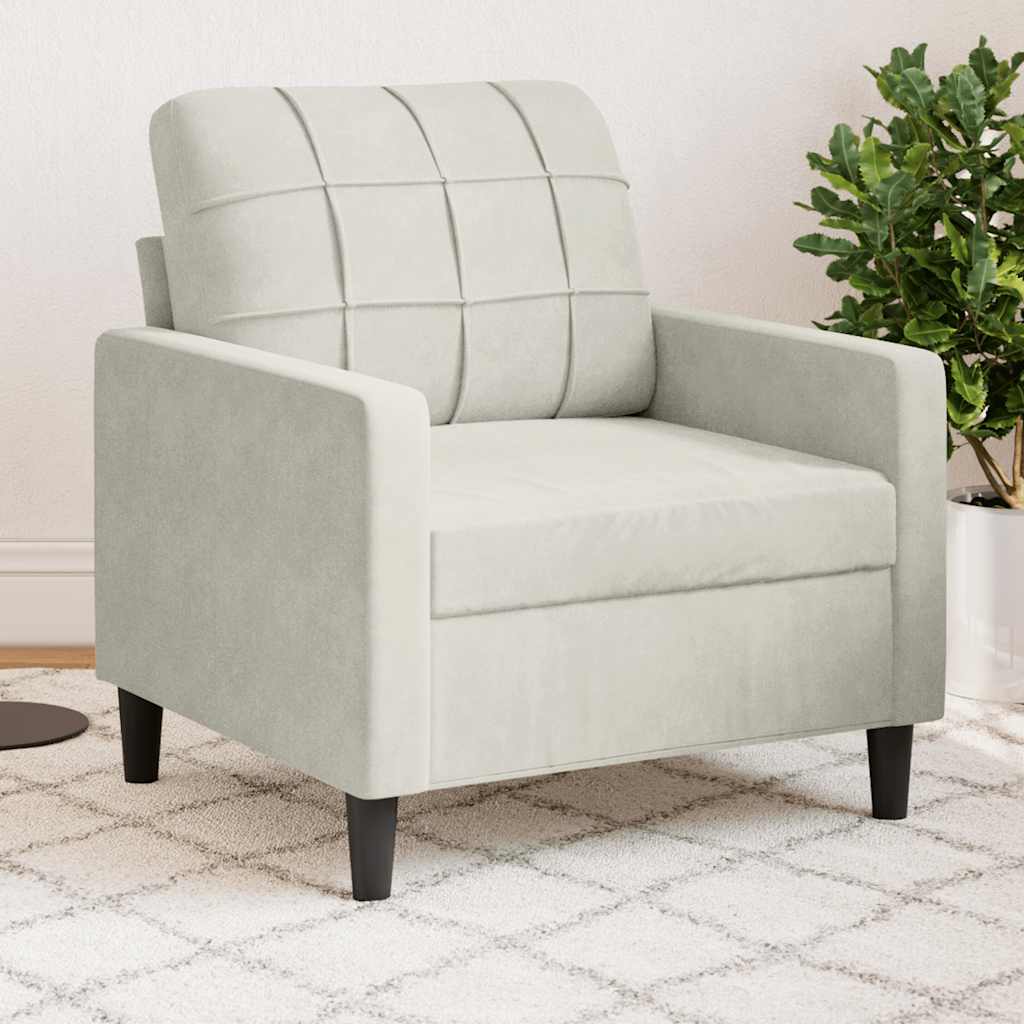 vidaXL Fotel, kremowy, 60 cm, obity aksamitem