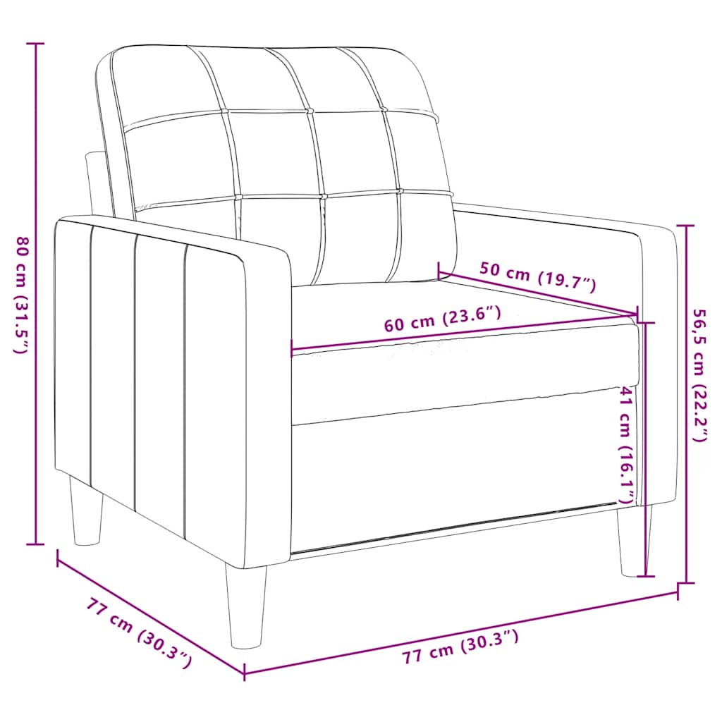 vidaXL Fotel, niebieski, 60 cm, obity aksamitem