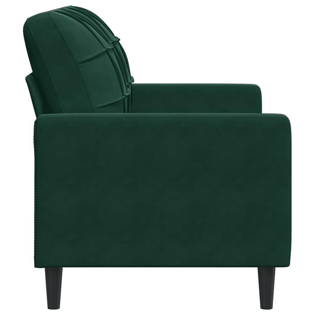 vidaXL Sofa 2-osobowa, ciemnozielona, 120 cm, tapicerowana aksamitem