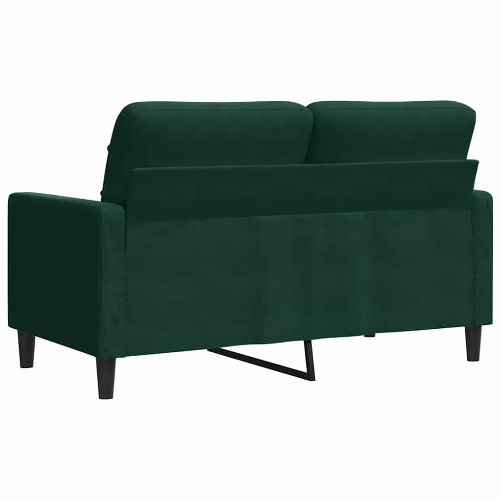 vidaXL Sofa 2-osobowa, ciemnozielona, 120 cm, tapicerowana aksamitem
