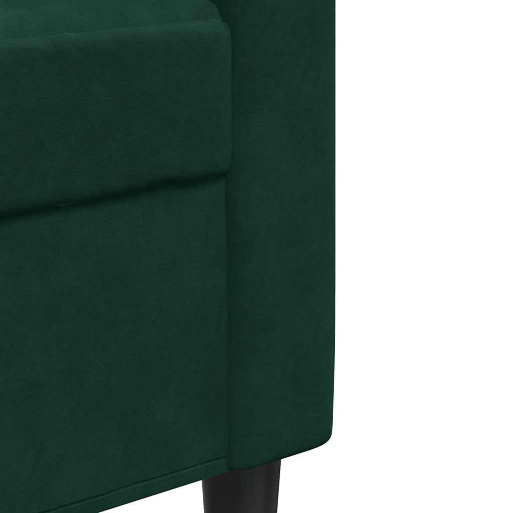 vidaXL Sofa 2-osobowa, ciemnozielona, 120 cm, tapicerowana aksamitem