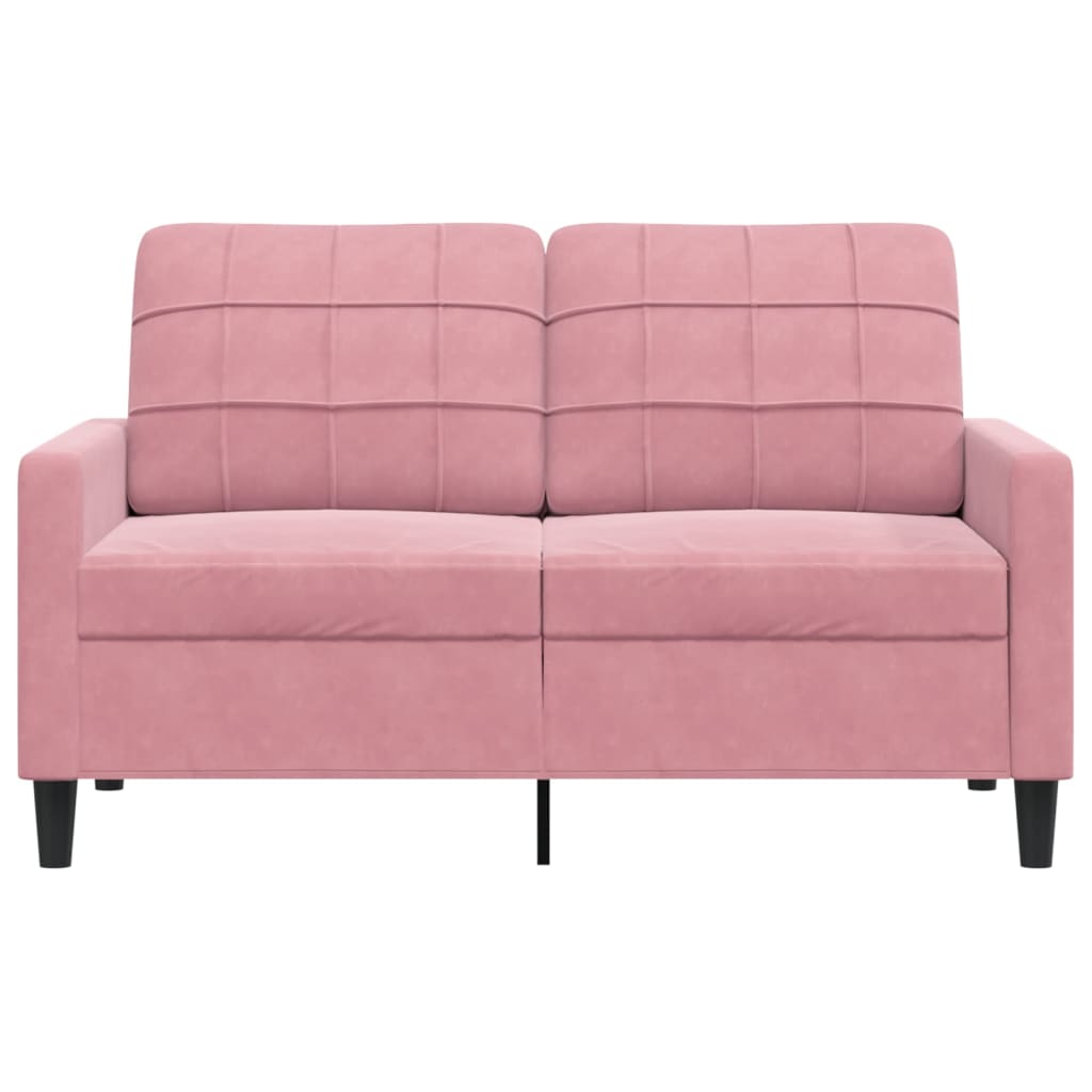 vidaXL Sofa 2-osobowa, różowy, 120 cm, tapicerowana aksamitem