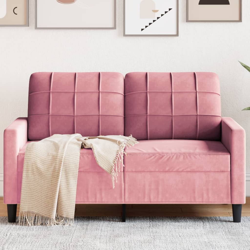 vidaXL Sofa 2-osobowa, różowy, 120 cm, tapicerowana aksamitem