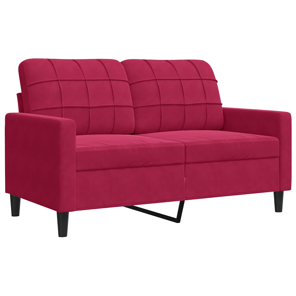 vidaXL Sofa 2-osobowa, winna czerwień, 120 cm, tapicerowana aksamitem