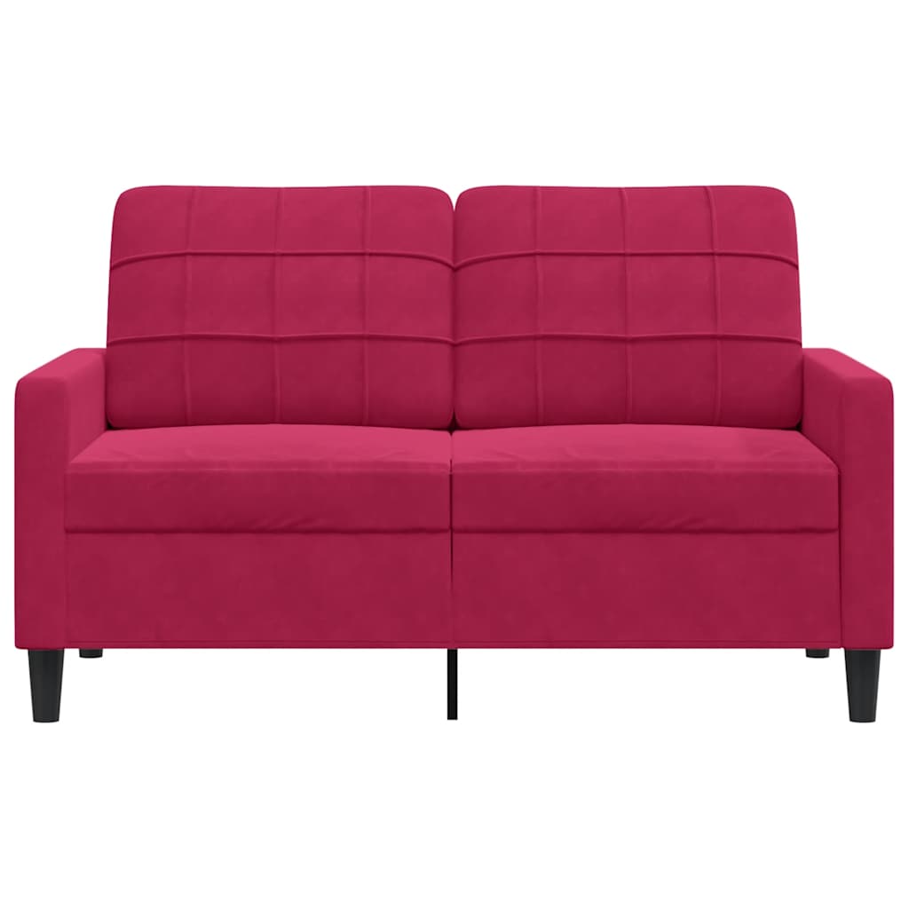 vidaXL Sofa 2-osobowa, winna czerwień, 120 cm, tapicerowana aksamitem