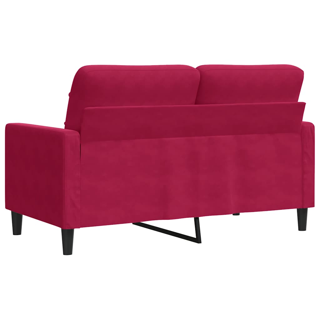 vidaXL Sofa 2-osobowa, winna czerwień, 120 cm, tapicerowana aksamitem