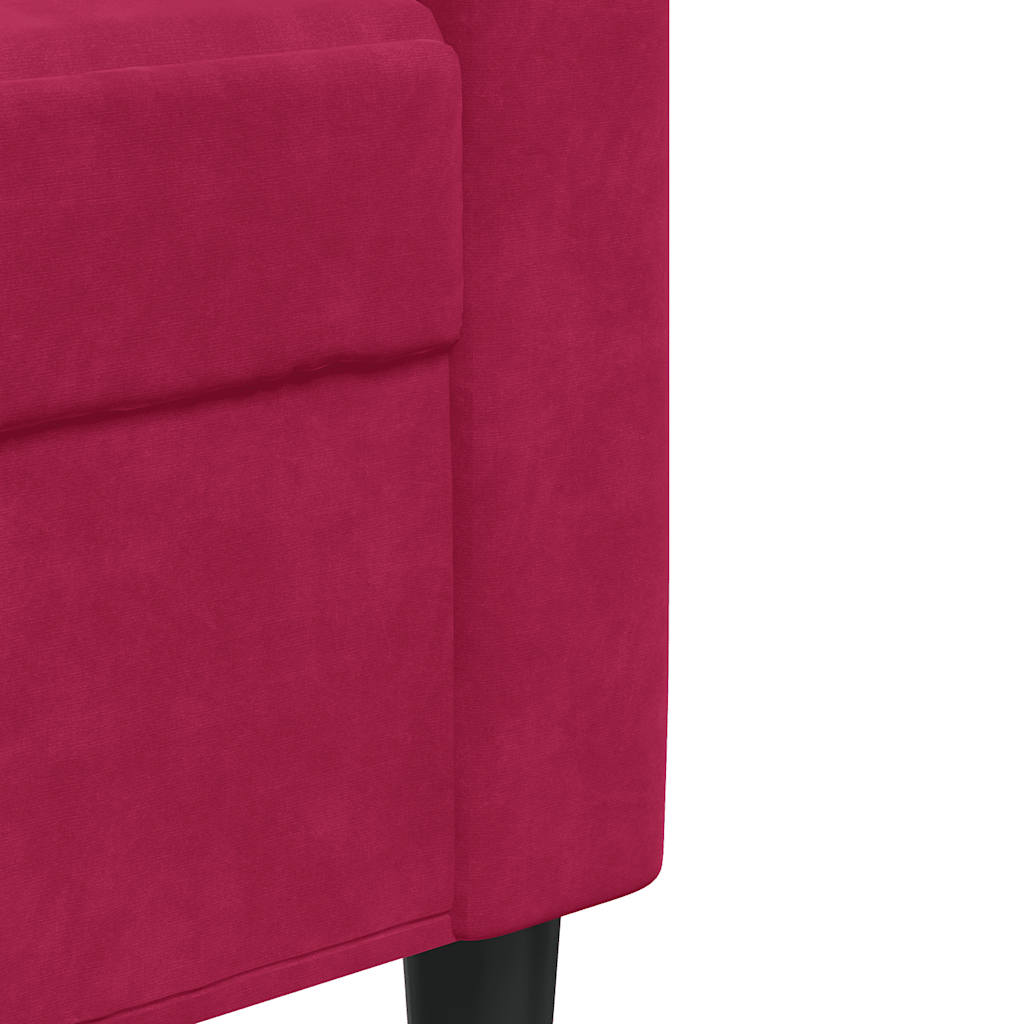 vidaXL Sofa 2-osobowa, winna czerwień, 120 cm, tapicerowana aksamitem