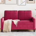 vidaXL Sofa 2-osobowa, winna czerwień, 120 cm, tapicerowana aksamitem